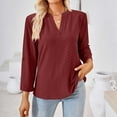 thumbnail image 4 of Black and Friday Azrian Tops Saving!,Women's Fashion Solid V -Neck Long Sleeve Loose T-shirt Top Clearance Sale, 4 of 6