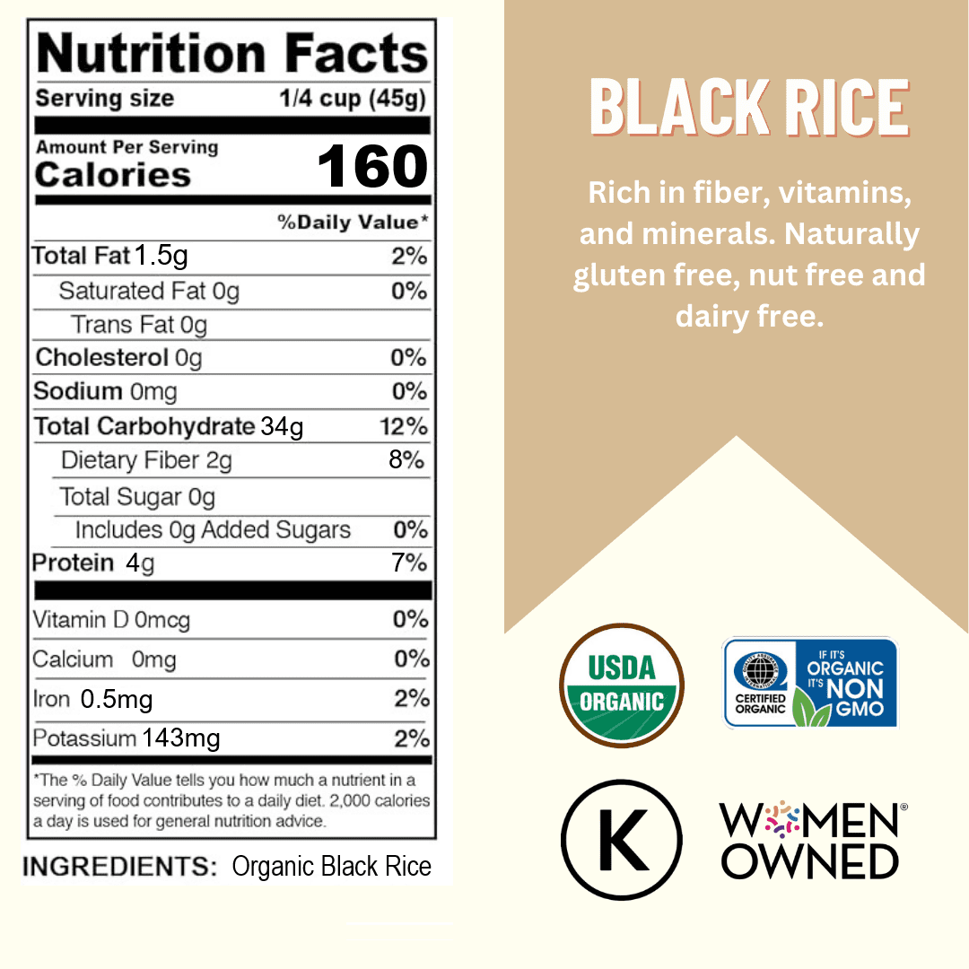 Rice, Black 25LB BAG, USDA Certified Organic & GMO Free, Sustainable Farming Practices-Mountain High Organics