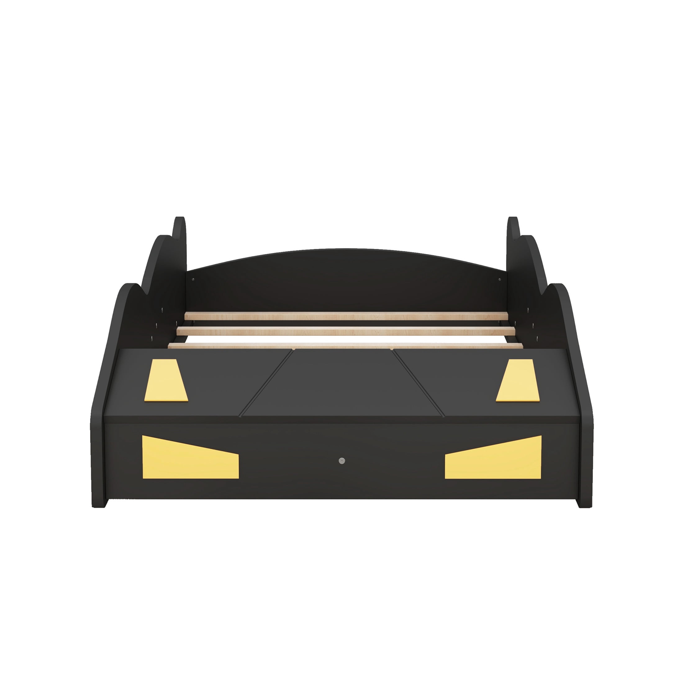Noble House Devon Twin Size Race Car Platform Bed with Wheels and Storage, Pine Wood Kids Bed, Black