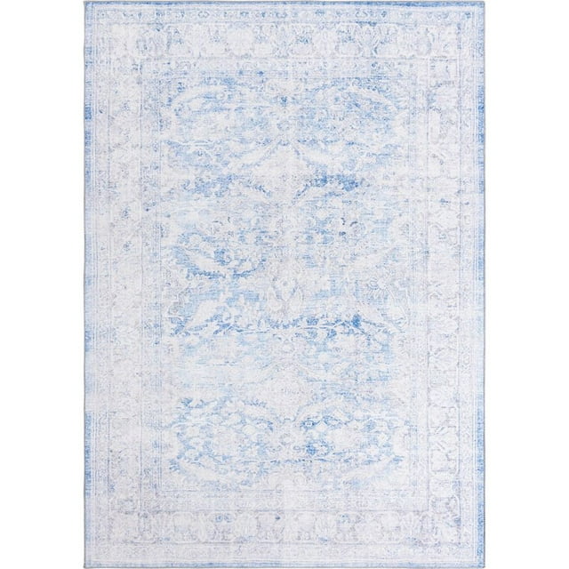 Unique Loom Tapis Vintage Floral 7' 6 x 10' 6 Rectangle Bleu/ivoire