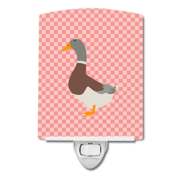 Caroline's Treasures BB7863CNL Saxony Sachsenente Duck Pink Check Ceramic Night Light, 6x4x3", multicolor