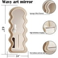 thumbnail image 5 of BOJOY Full Length Mirror , Irregular Wavy Mirror, Wave Arched Floor Mirror, Wall Mirror Standing Hanging or Leaning Against Wall for Bedroom, Flannel Wrapped Wooden Frame Mirror, 5 of 10