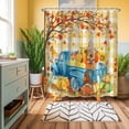 thumbnail image 2 of Buffalo Plaid Shower Curtain, Orange Gnomes Fall Bathroom Decor Cute Retro Teal Truck Farmhouse Maple Leaves Pumpkin Autumn Theme Bathroom Accessories 69x70in, 2 of 3