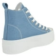 thumbnail image 3 of TOP MODA Women High Top Platform Sneakers Canvas Lace-Up Fashion Shoes Flatform Thick Sole Casual Streetwear Trainers SHERRY-1 Canvas Blue Denim 7, 3 of 5