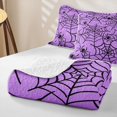 thumbnail image 4 of Feelyou Happy Halloween Spider Web Twin Quilt Set, Spooky Animal Twin Coverlet Set, Purple Black, 2-Piece, 1 Comforter and 1 Pillowcase, 4 of 7