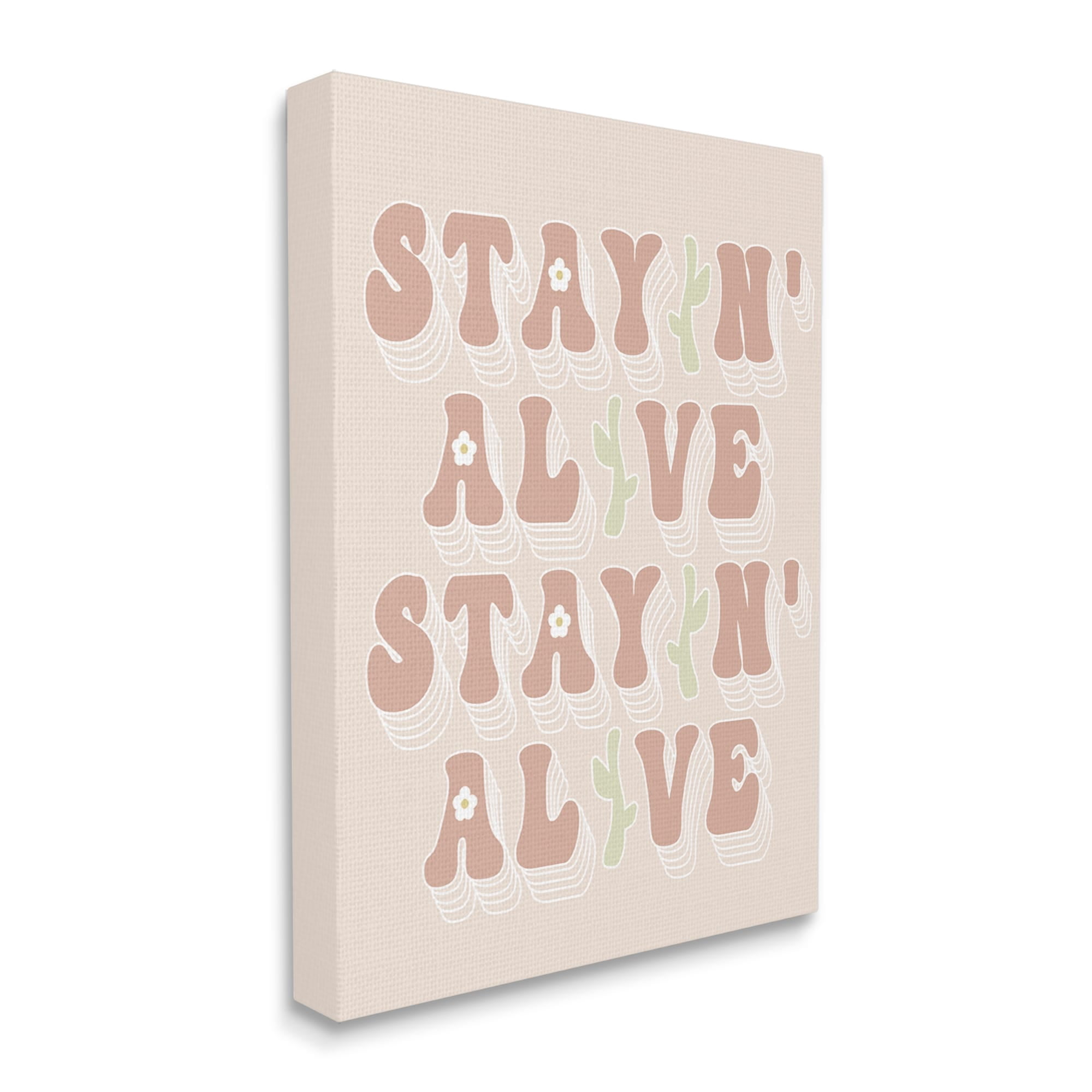 Stupell Industries Stayin' Alive Groovy Gardening Plant Text Quote Canvas Wall Art, 24 x 30, Design by Lil' Rue