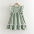 thumbnail image 2 of Eashery Princess Dress Up Clothes For Little Girls Floral Girl Smocked Elastic Printed Dress Summer Casual Wear Green 3-4 Years, 2 of 4