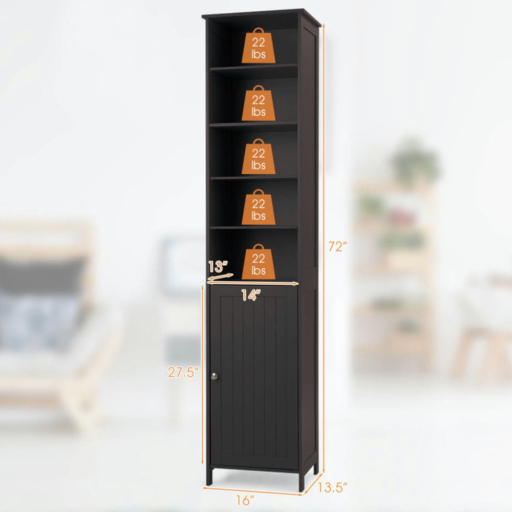 Finihen Bathroom Storage Cabinet, Bathroom Floor Cabinet, 72 Inches Free Standing Tall Floor Bathroom Storage Cabinet, for Bathroom, Living Room, Bedroom, Kitchen, Brown Finihen Bathroom Storage Cabinet, Bathroom Floor Cabinet, 72 Inches Free Standing Tall Floor Bathroom Storage Cabinet, for Bathroom, Living Room, Bedroom, Kitchen, Brown