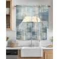 thumbnail image 2 of Blue Beige Kitchen Curtains Swag Valance and Tier Curtains Set 36 Inch Length, Oil Painting Abstract Art Contemporary Rod Pocket Drape Panels Pair Swag Curtains for Bathroom/Cafe/Window, 2 of 6