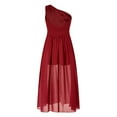 thumbnail image 3 of YONGHS Flower Girls One Shoulder Beaded Chiffon Bridesmaid Romper Dress Wedding Prom Party Gown Burgundy 6, 3 of 6
