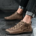 thumbnail image 2 of Mepaouo Mens Casual Leather Shoes Ankle Chukka Boots Lightweight Slip on Mid top Walking Driving Loafers, 2 of 5