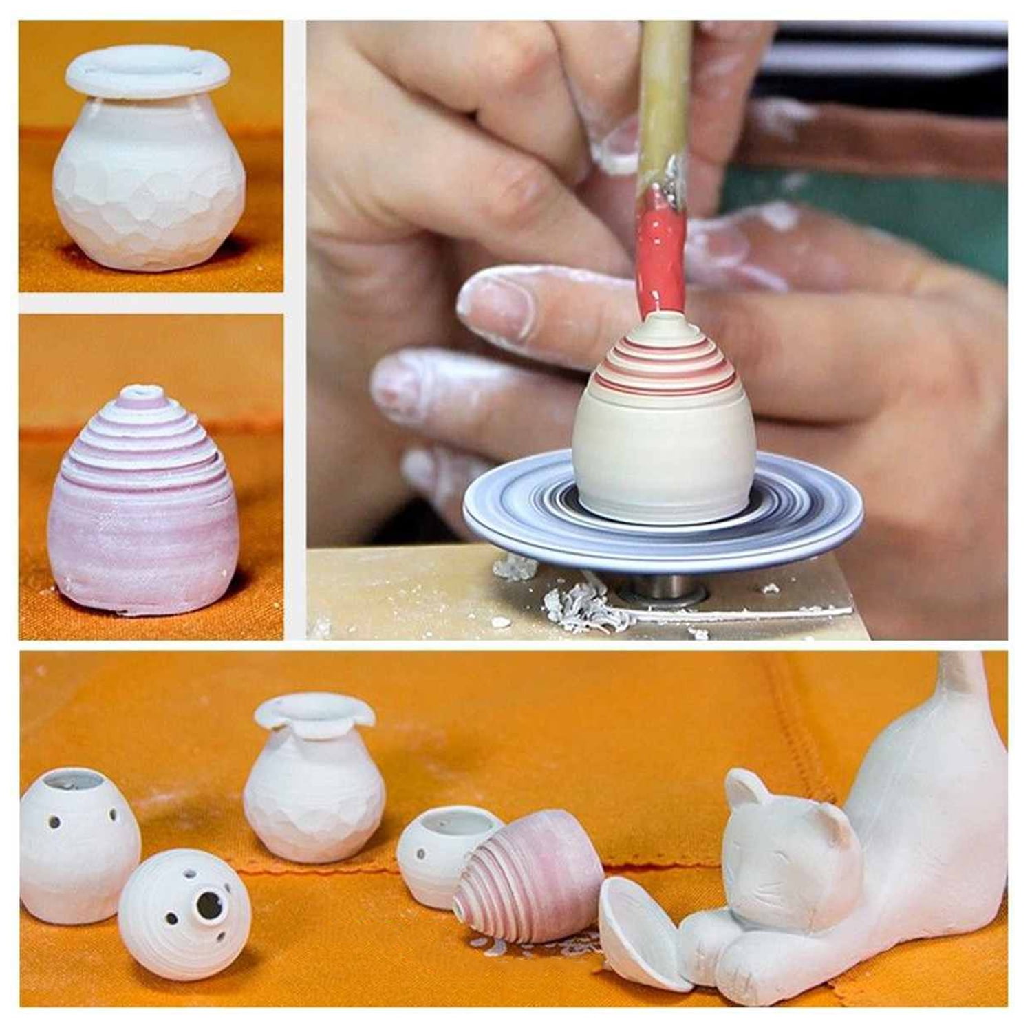 Pottery Wheel Machine Adjustable Speed Mini Electric Pottery Machine Turntable Handmade Art Craft Tool 100-240V US Plug