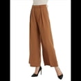 thumbnail image 3 of Pantalones Palazzo Largos de Pierna e Informales de Cintura Alta para Mujer, Talla Regular Color Camello XXL, 3 of 8