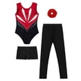 thumbnail image 5 of Haitryli Gymnastics Leotards for Girls Ballet Leotards with Tumbling Shorts Yoga Leggings and Hairband Burgundy&Black 8, 5 of 7