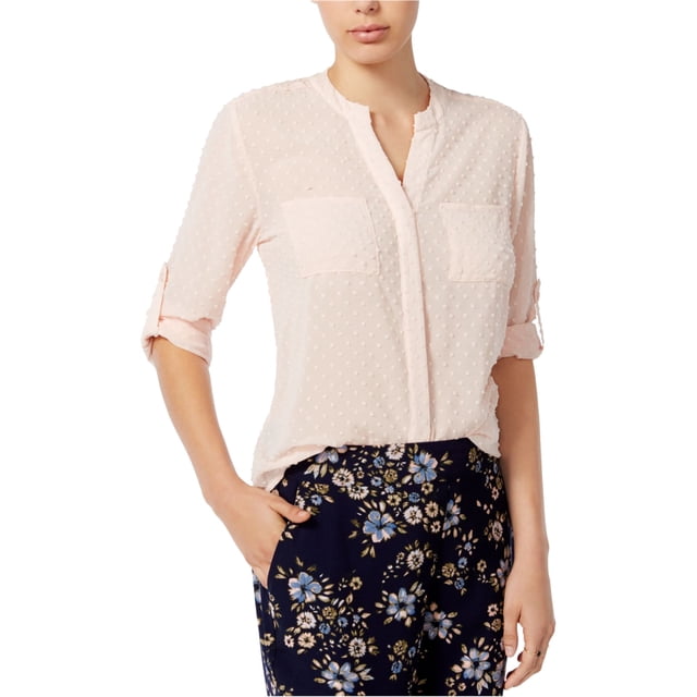 Camiseta con botones Maison Jules para mujer diseño de puntos color rosa XS