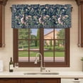 thumbnail image 6 of 2 Pack Valances for Window, Navy Blue Flowers Short Curtains for Kitchen Bedroom Living Room, Spring Floral Elegant Pastoral Botanical Rod Pocket Small Window Treatment Valance Drapes 42 x 12 Inch, 6 of 8