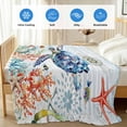 thumbnail image 4 of Sea Turtle Coastal Cooling Blanket,Lightweight Breathable Summer Throw Blanket with Double Sided Cold Effect,Summer Beach Coral Ocean Nautical Picnic Blankets Bed Sheet for Hot Sleepers 60"x80", 4 of 8
