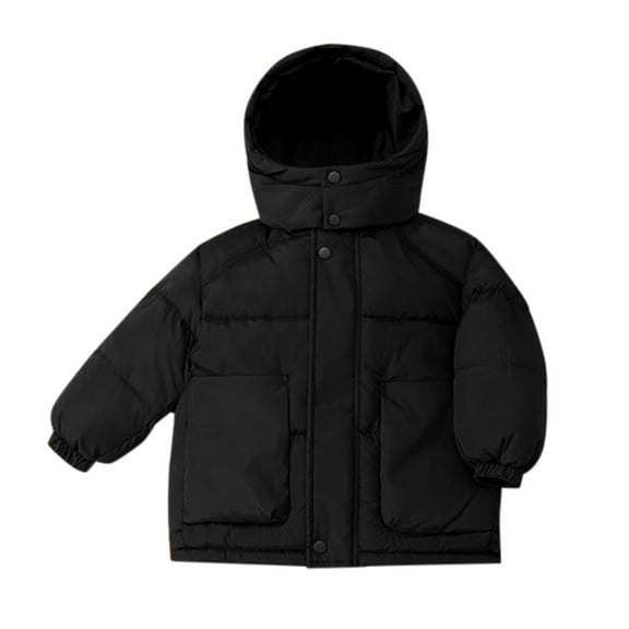 KAUOD Kids Snap Buttons Hooded Down Jackets Winter Windproof Outwear Boys Girls Lightweight Puffer Coats Oversized Pockets