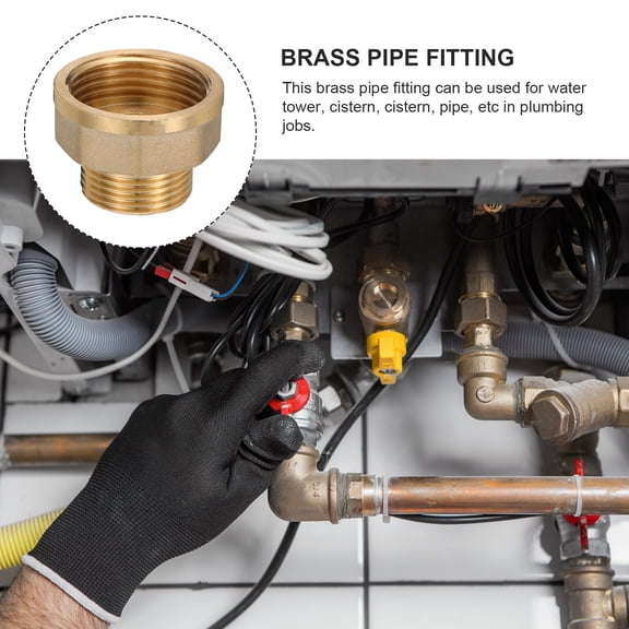 2pcs Threaded Brass Reducer Coupler Fittings, 1 Inch to 3/4 Inch Plumbing Connectors for Water Pipes