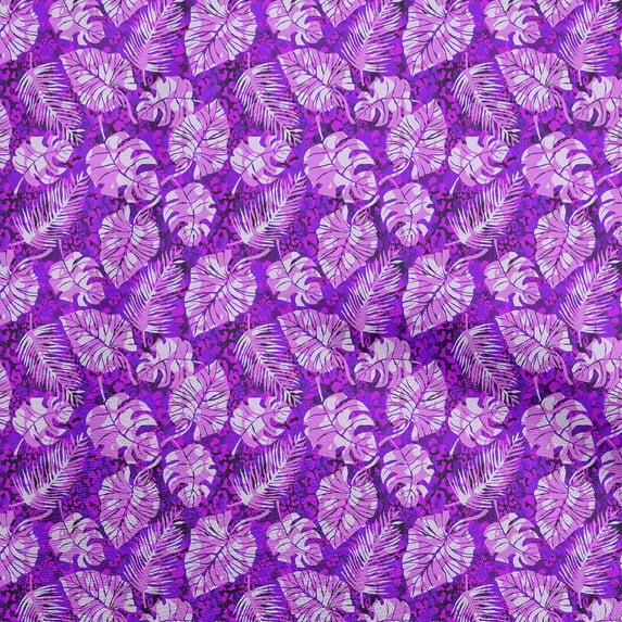 oneOone Georgette Viscose Purple Fabric Tropical Leaf Sewing Fabric By The Yard Printed Diy Clothing Sewing Supplies 42 Inch Wide