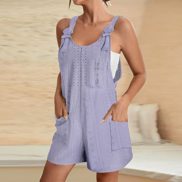 Gspmoly Shorts de Course pour Femmes, Shorts d'Été Confortables et Décontractés pour Femmes à Bretelles, Respirants, avec Poches, Combinaison-Short, Shorts de Randonnée pour Femmes jusqu'à 60 % de Rabais Violet P