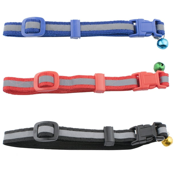 3 Pcs Breakaway Cat Collar Nylon Reflective Cat Collar with Bell