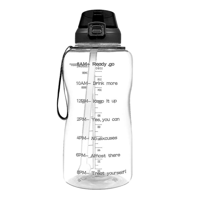 Botella de agua motivacional de 2000 ml, gimnasio y deportes al aire libre.