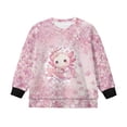 thumbnail image 4 of Xoenoiee Axolotl Cherry Blossom Print Girls Sweatshirt Lightweight Workout Pullover Athletic Long Sleeve Top for Running Hiking Round Neck Fall Winter Clothes, 11-12 Years, 4 of 7