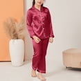 thumbnail image 5 of Lovzfmll Silky Button Down Pajama Set, Long Sleeve Collared Top & Relaxed Pants for Boys & Girls, Casual Lounge Outfits for Kids 4-5 Years, 5 of 9