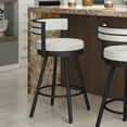 thumbnail image 2 of Amisco Eller 26 In. Swivel Counter Stool - Off White Faux Leather / Black Metal, 2 of 6