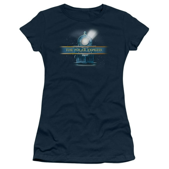 Polar Express Train Logo S/S Junior Women's T-Shirt Sheer Navy