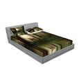 thumbnail image 2 of Ambesonne Forest Fitted Sheet & Pillow Sham Set, Deer Foggy Lake, Calking, Fern Green Brown Cocoa, 2 of 2