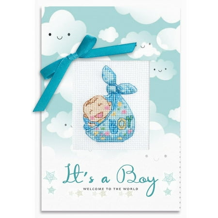 UPC: 4840746043840 | Cross Stitch Kit Post Card With SP-110 Needlework Blue By Luca-S Easy Baby