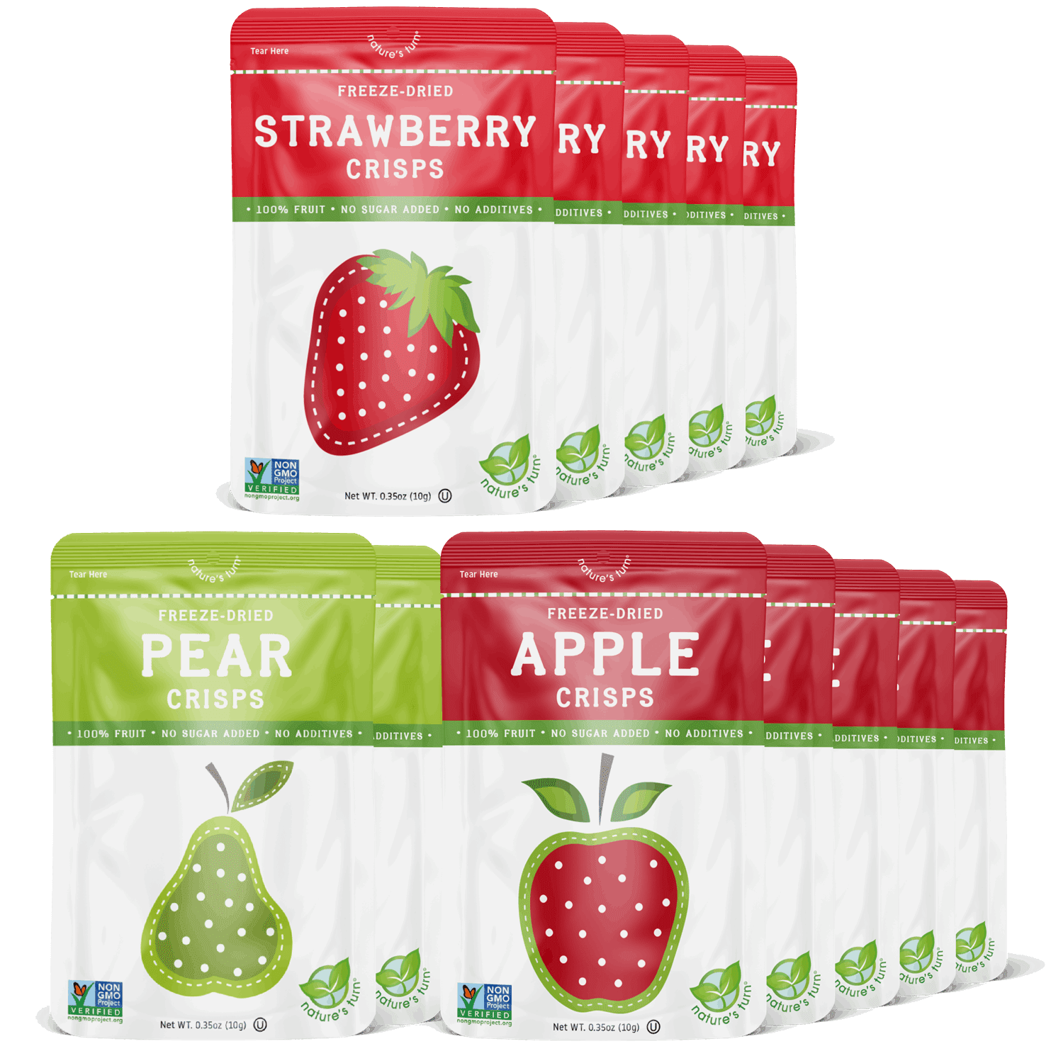 Nature’s Turn Freeze-Dried Fruit Crisps Variety Pack, No Added Sugar, Healthy Natural Fruit Crisp Snack for School Lunches, Lunchbox Snack Variety Bags of 30 (0.35 oz Each)