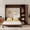 Walnut + Pine + Queen-1, variant on Queen Size Wood Murphy Bed with Wardrobe,Space-Saving Hidden Wall Bed with Desk,Gas Struts,Charging Station