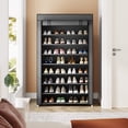 thumbnail image 3 of 10 Tier Shoes Rack with Cover, Grey Vertical Shoe Shelf for Entryway,50 Pair Large Shoe Stand, 3 of 5