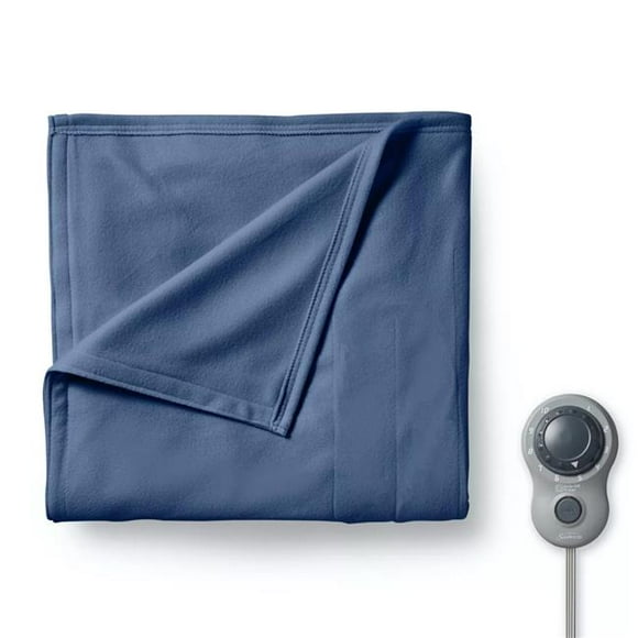Sunbeam Fleece Heated Blanket, Blue, Twin Size
