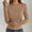 01 Khaki, variant on YueHuiYing Women Long Sleeve Round-Neck Blouses Shirts Casual Textured Slim - Fitting Fashion Stretch Knit Top