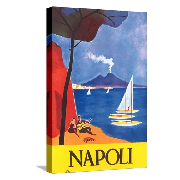 Art.com Travel Poster for Naples Stretched Canvas Print Wall Art, 12" x 18"