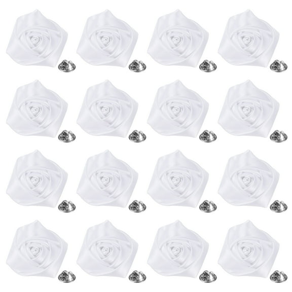 16-Pack Lapel Pin for Men Suits, 1.97" Flower Boutonnieres Brooch Pins [White]