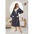 thumbnail image 2 of HEARTNICE Fleece Hooded Robes for Women, Soft Long Plush Fluffy Bathrobes Thicker,(Dark Grey,L-XL), 2 of 5
