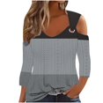 thumbnail image 2 of RXIRUCGD Blouse à Manches Courtes Rayée Décontractée pour Femmes, Gris, Taille : L, 2 of 5