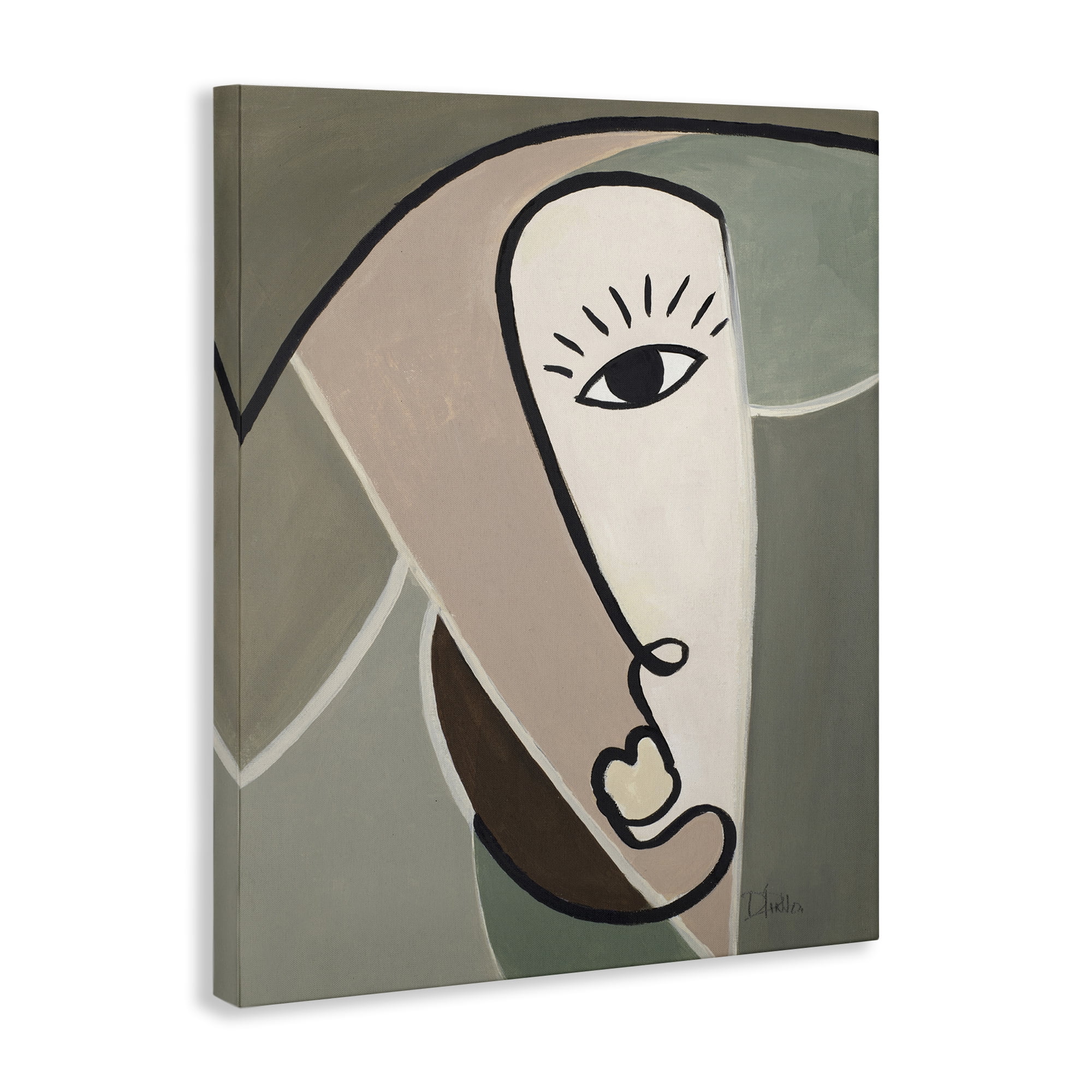 Stupell Industries Boho Cubism Face Abstract Painting Gallery Wrapped Canvas Art Print Wall Art, 16 x 20