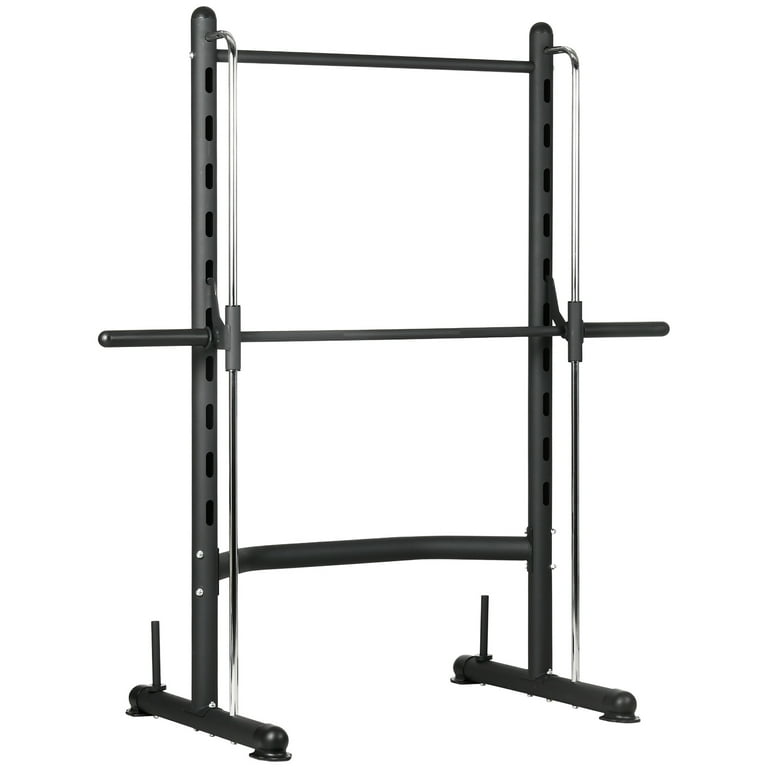 Soozier Adjustable Workout Gym Squat Rack with Pull Up Bar and Barbell Bench Press Walmart