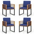 thumbnail image 1 of Gymax 4PCS Acacia Wood Dining Chairs Armchairs w/ Soft Cushions & Metal Frame Outdoor, 1 of 6