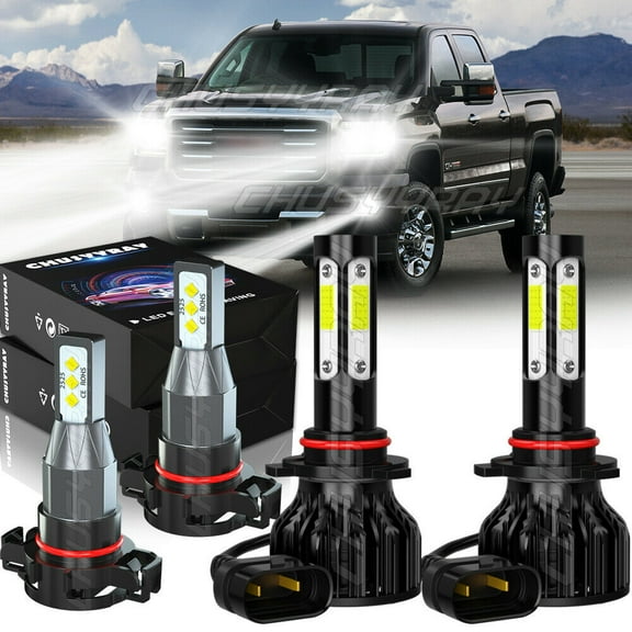9012 LED Headlights 5202 Fog Light Bulbs Combo Kit for 2014 2015 GMC Sierra 1500