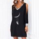 thumbnail image 4 of Mini vestido de manga larga con cuello en V sin tirantes con estampado informal sexy para mujer a la moda Pompotops hdfakjf5814, 4 of 8