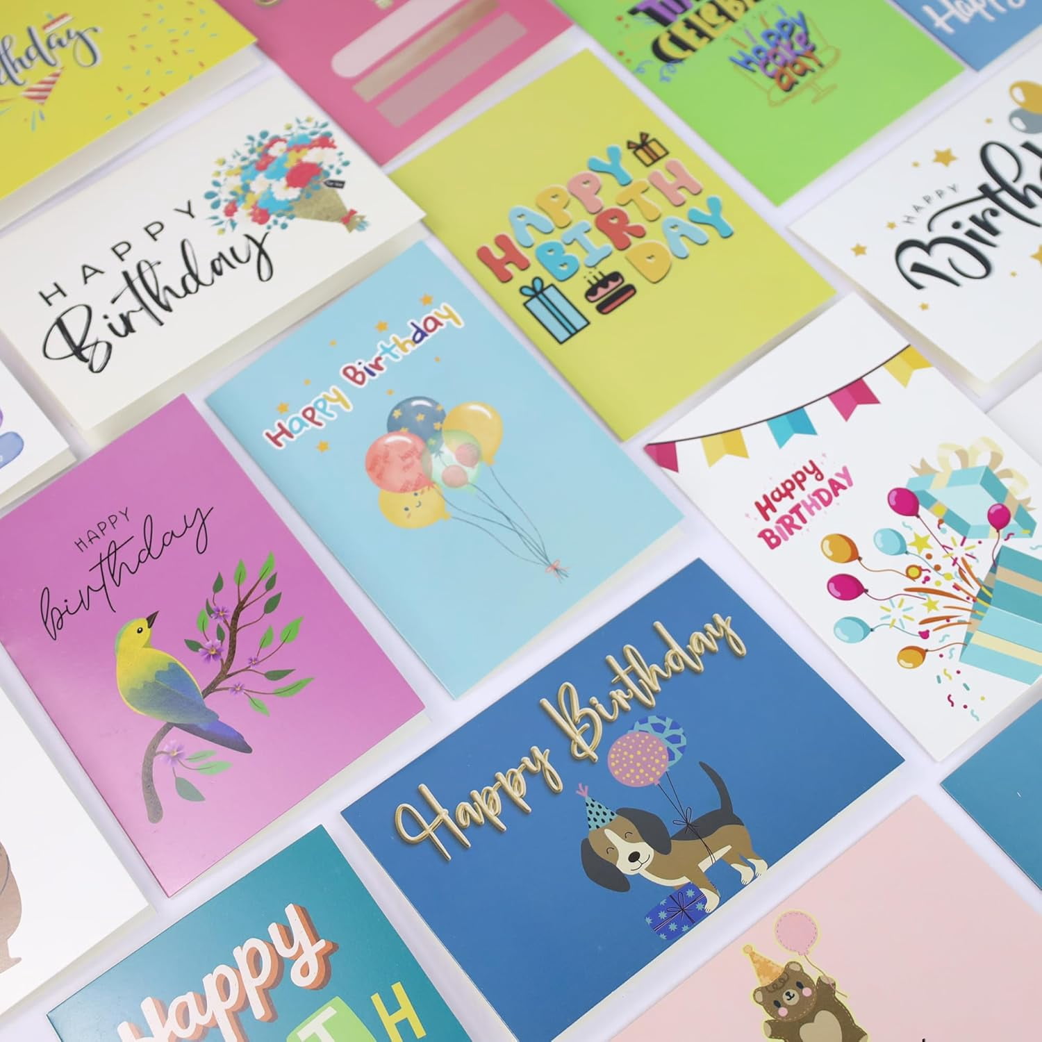Dessie 120 Happy Birthday Cards with Unique Designs and Birthday Wishes Inside, 4” x 6”