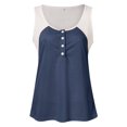 thumbnail image 4 of Gibobby Cuello Casual Bloqueo Patchwork Colisión Chaleco Color Mujer Botón Tops Blusa redonda Mujer(Azul,M), 4 of 5