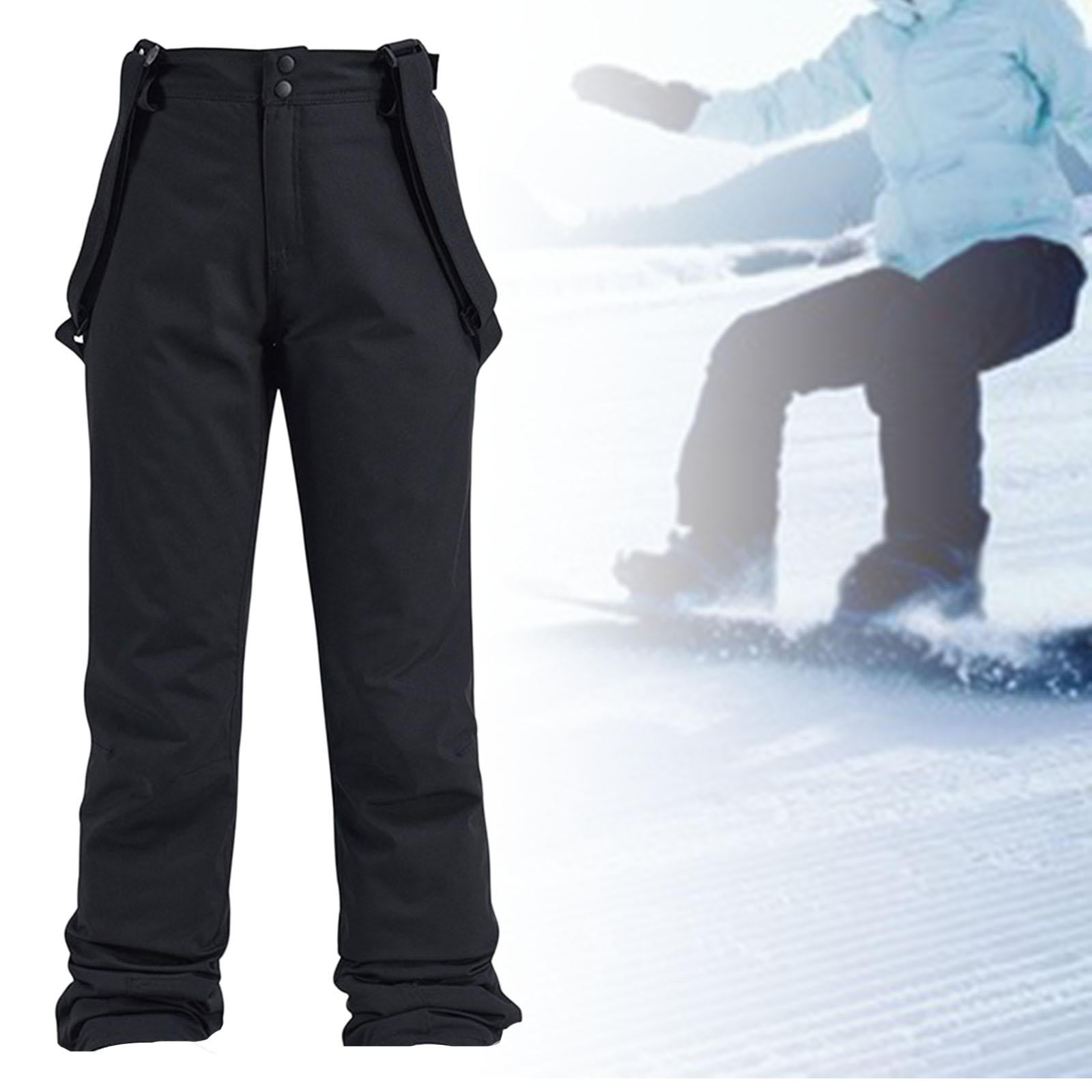 Black snow bibs, pants, lightweight, water, wind full length